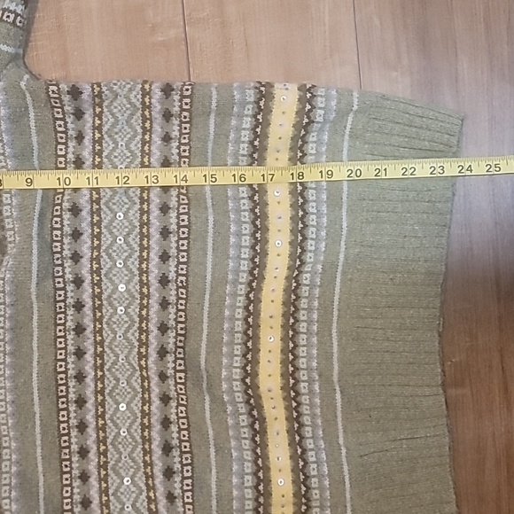 Old Navy women's xl perfect fit green turtle neck striped sweater soft and cozy - Picture 8 of 8